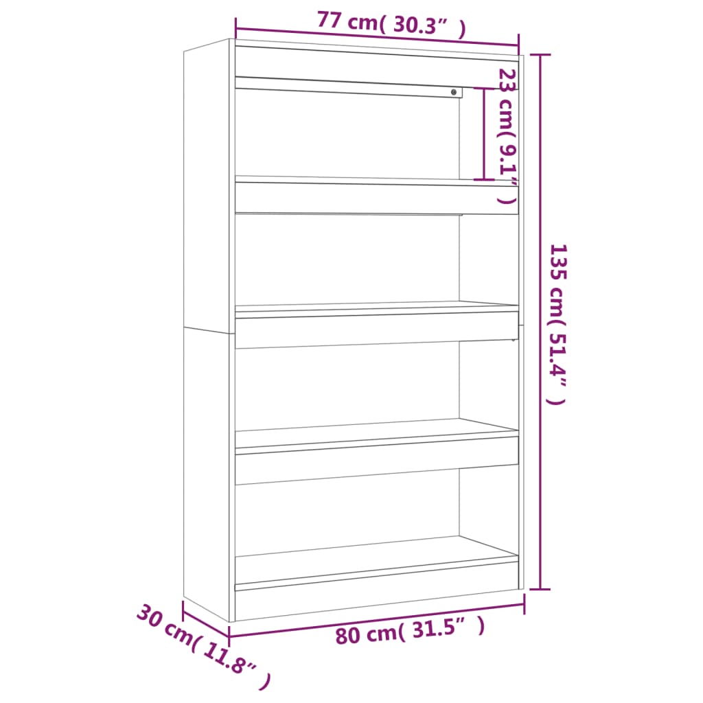 Book Cabinet/Room Divider Black 80x30x135 cm Engineered Wood