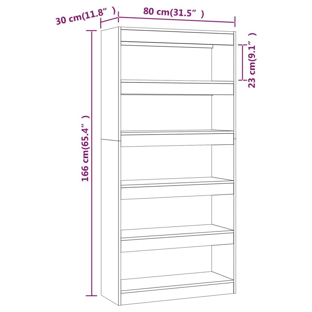 Book Cabinet/Room Divider Concrete Grey 80x30x166 cm Engineered Wood