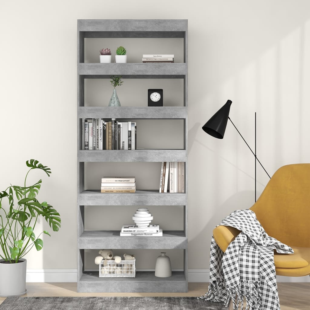 Book Cabinet/Room Divider Concrete Grey 80x30x198 cm Engineered Wood