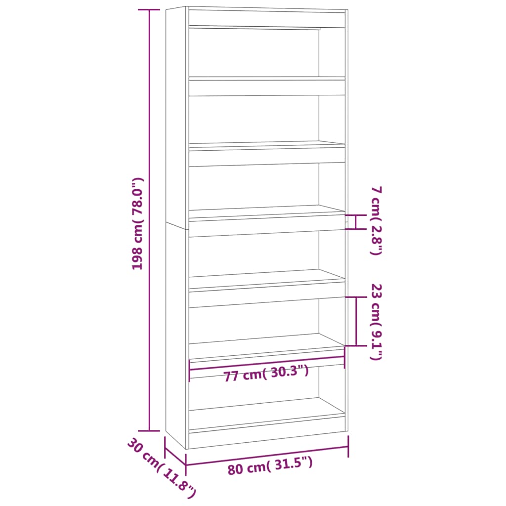 Book Cabinet/Room Divider Concrete Grey 80x30x198 cm Engineered Wood