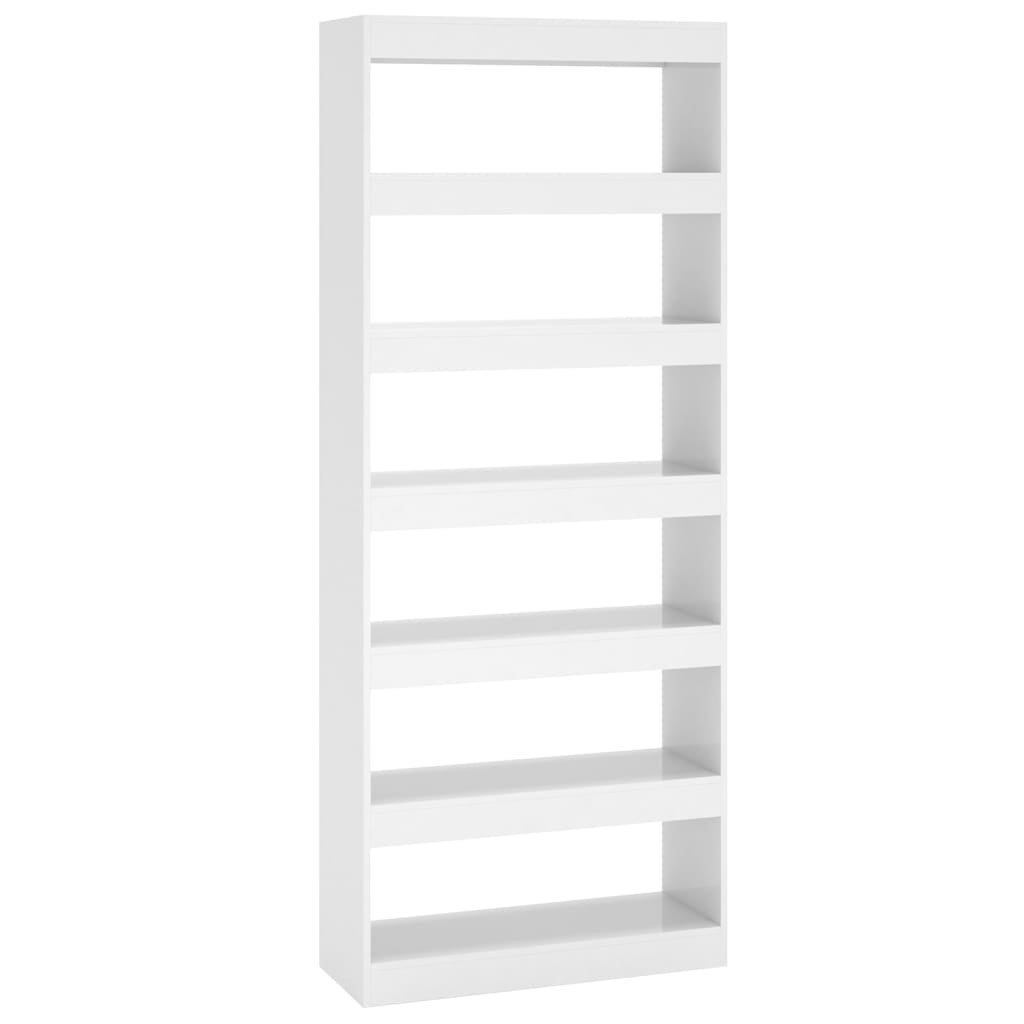 Book Cabinet/Room Divider High Gloss White 80x30x198 cm Engineered Wood