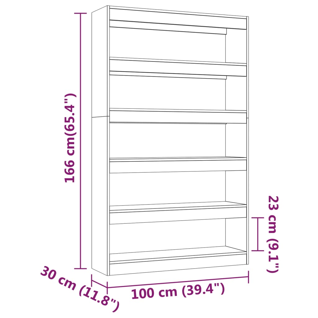 Book Cabinet/Room Divider White 100x30x166 cm