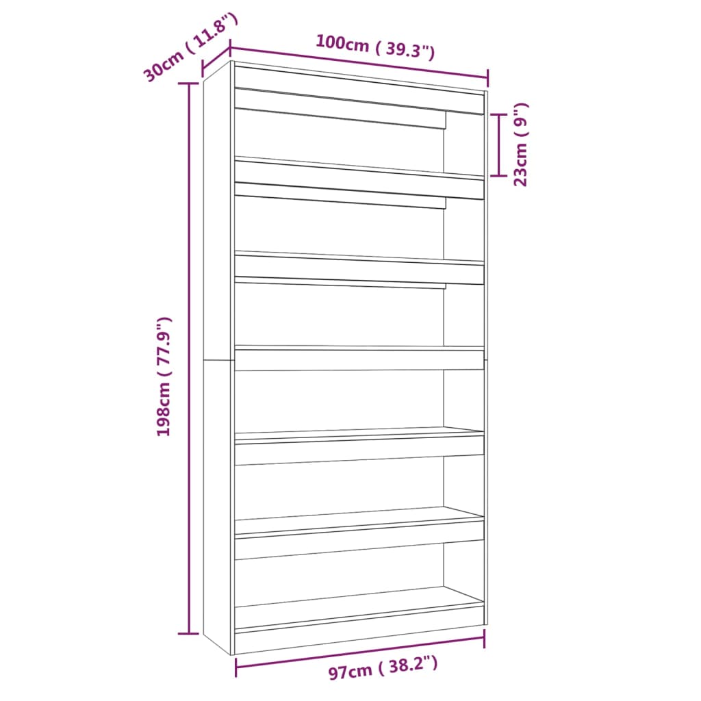 Book Cabinet/Room Divider Sonoma Oak 100x30x198 cm Engineered wood