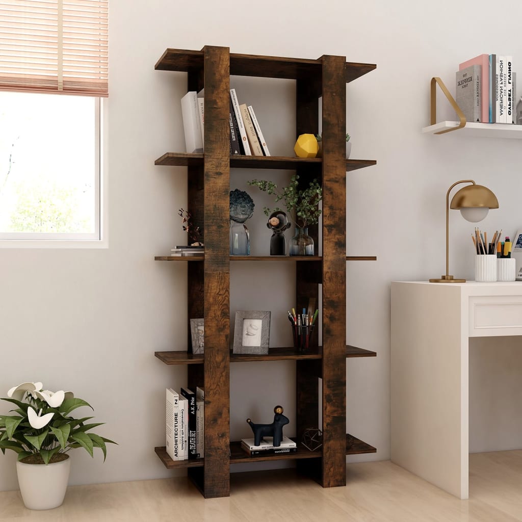 Book Cabinet/Room Divider Smoked Oak 80x30x160 cm Engineered Wood