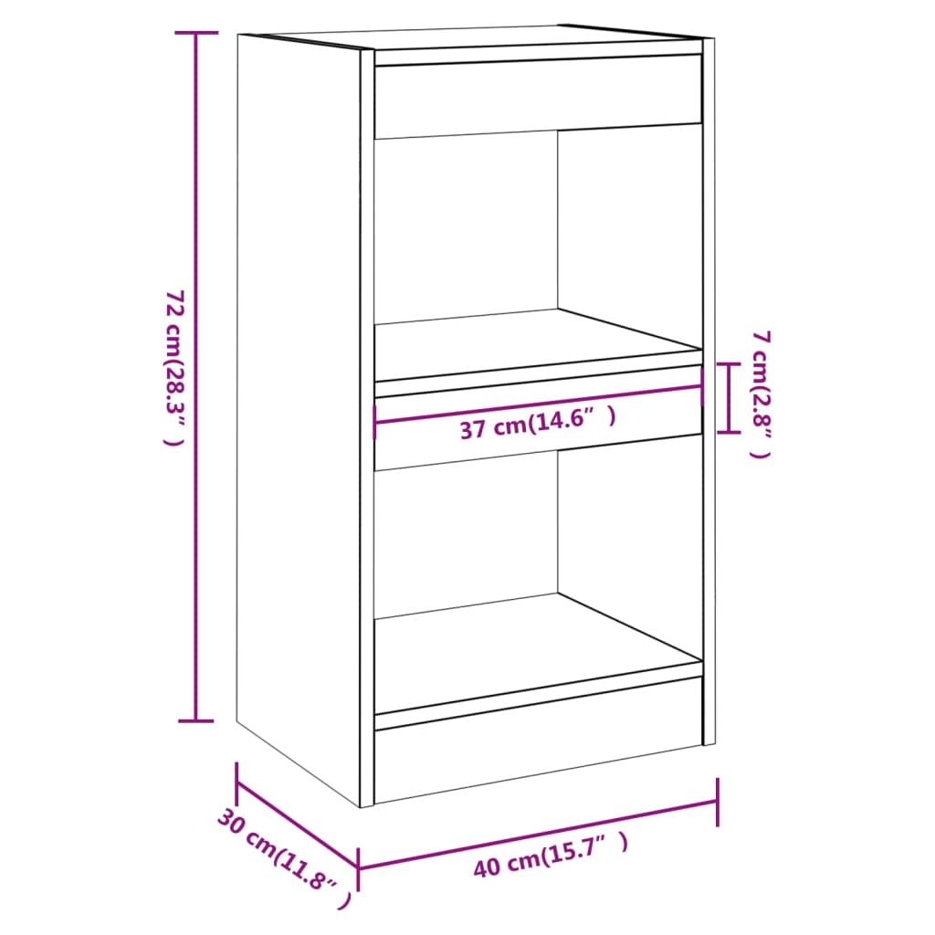 Book Cabinet/Room Divider Grey Sonoma 40x30x72 cm