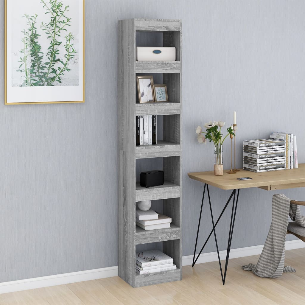 Book Cabinet/Room Divider Grey Sonoma 40x30x198 cm