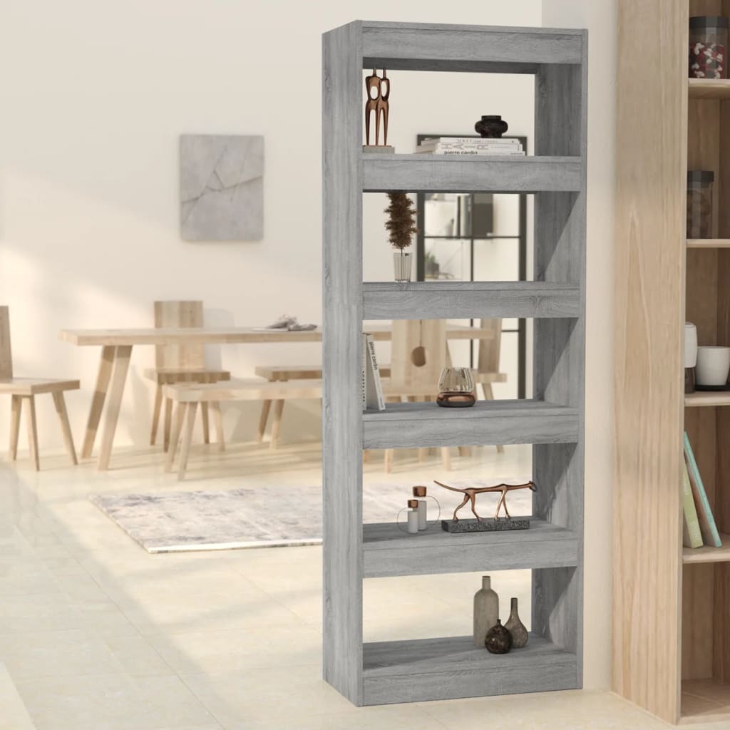 Book Cabinet/Room Divider Grey Sonoma 60x30x166 cm Engineered Wood