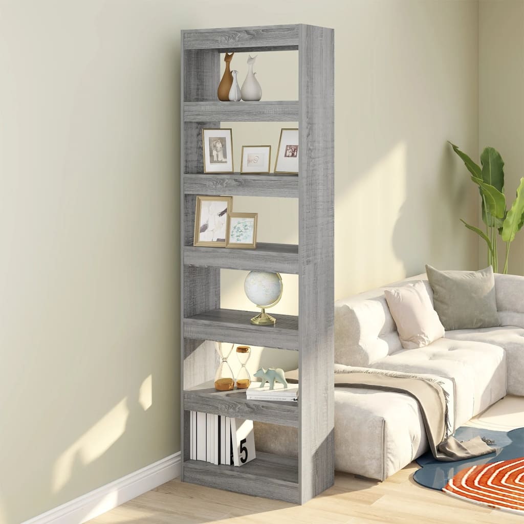 Book Cabinet/Room Divider Grey Sonoma 60x30x198 cm