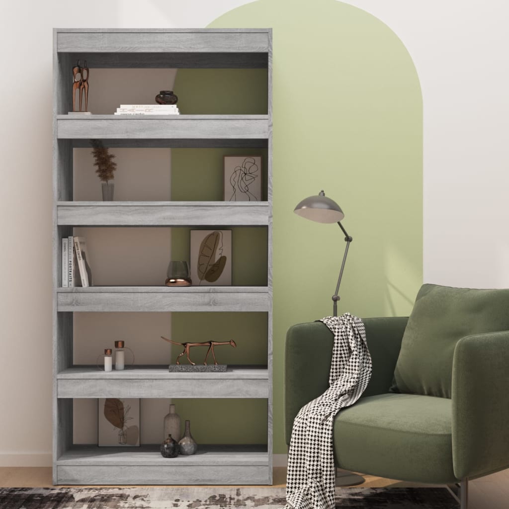 Book Cabinet/Room Divider Grey Sonoma 80x30x166 cm Engineered Wood