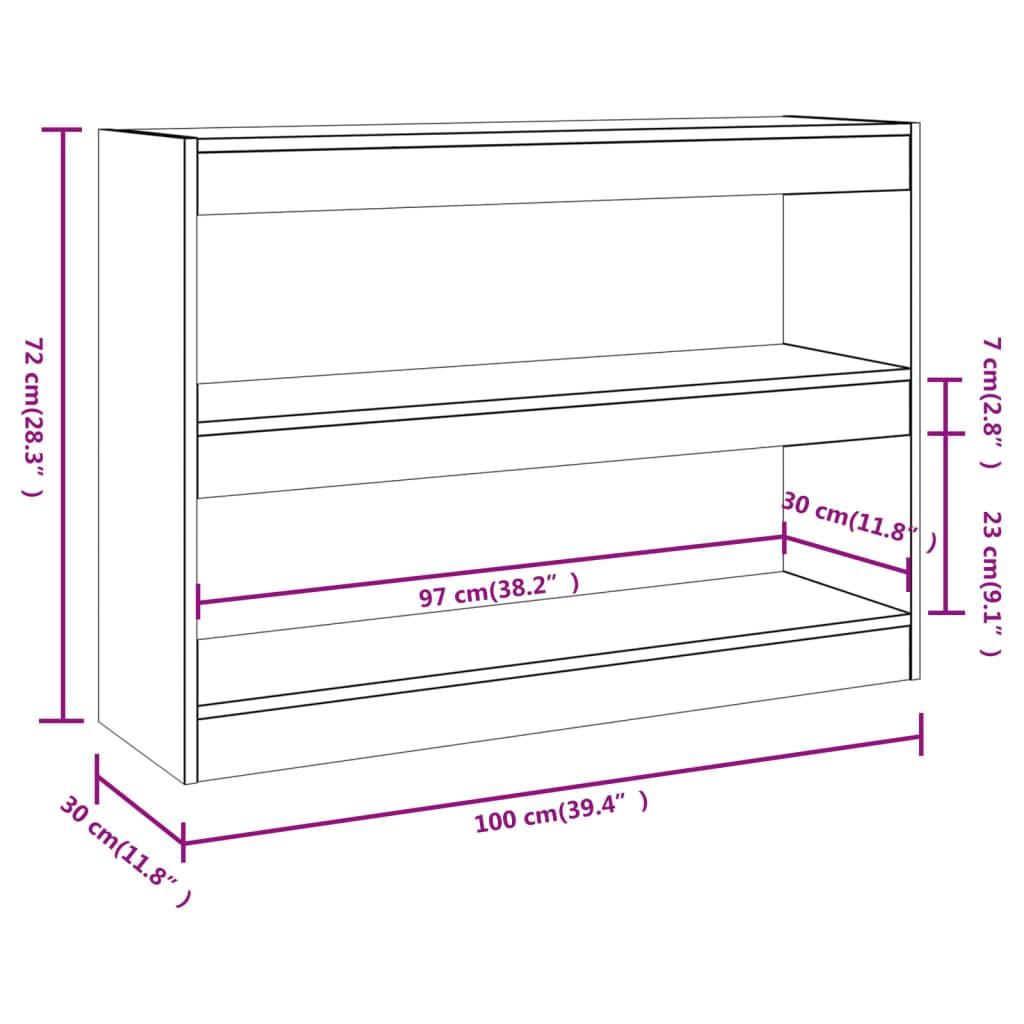 Book Cabinet/Room Divider Brown Oak 100x30x72 cm