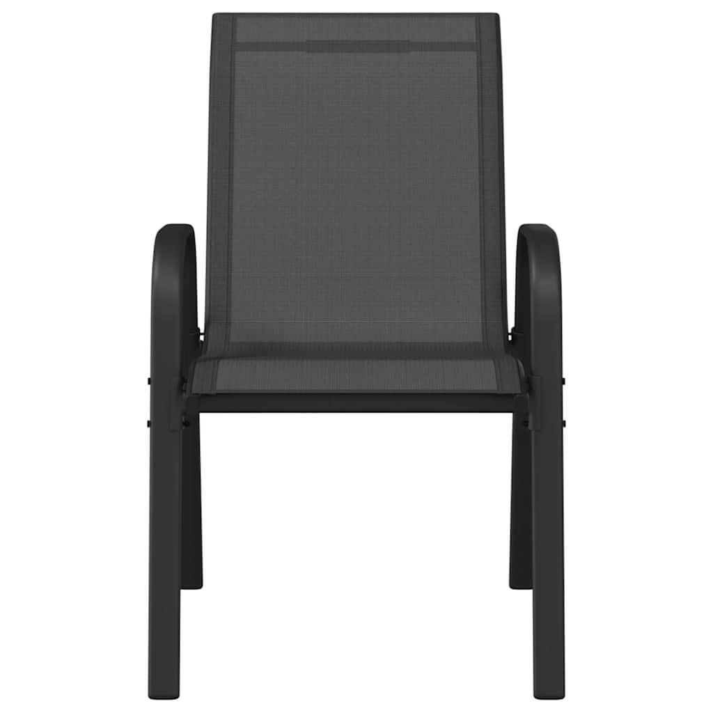 Stackable Garden Chairs 2 pcs Black Textilene Fabric