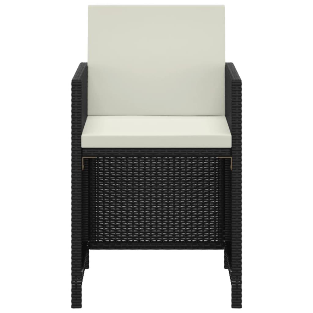 3 Piece Garden Dining Set with Cushions Poly Rattan Black