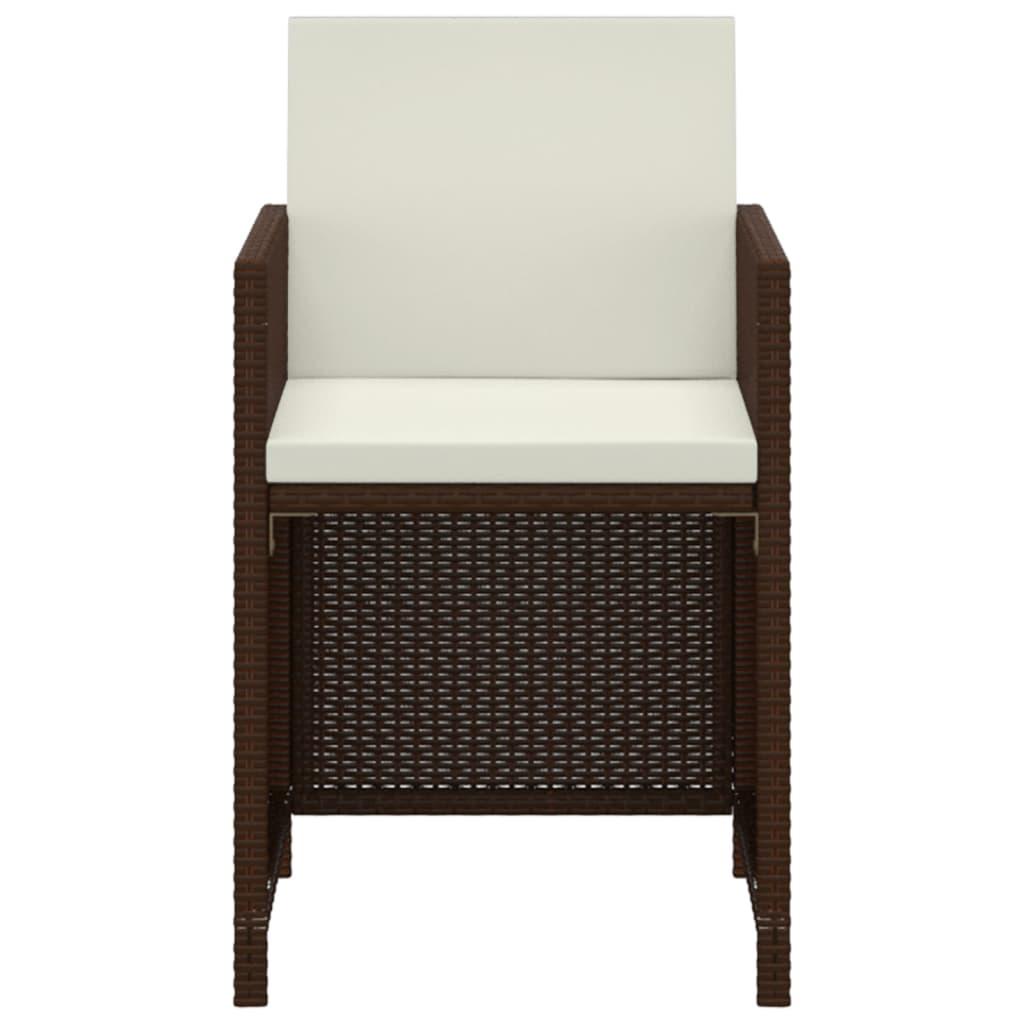 3 Piece Garden Dining Set with Cushions Poly Rattan Brown