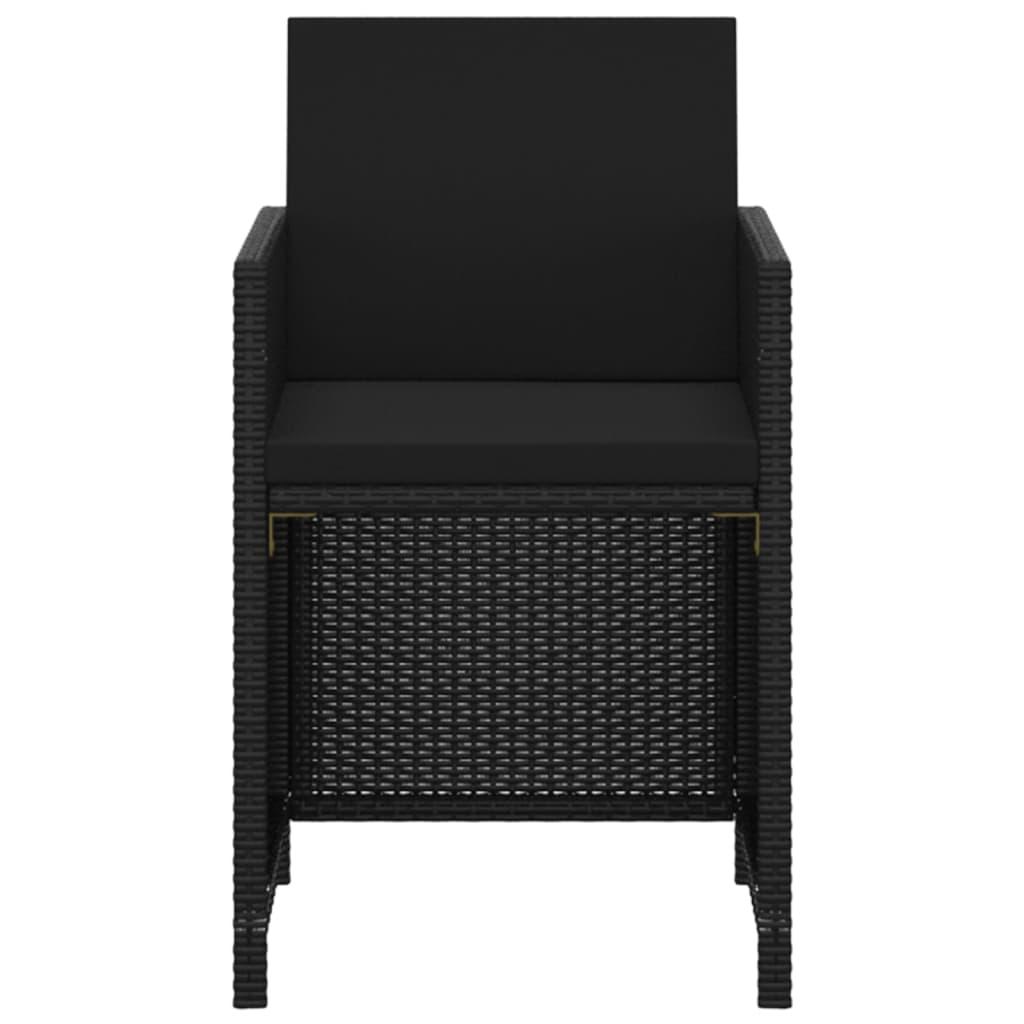 5 Piece Garden Dining Set with Cushions Poly Rattan Black