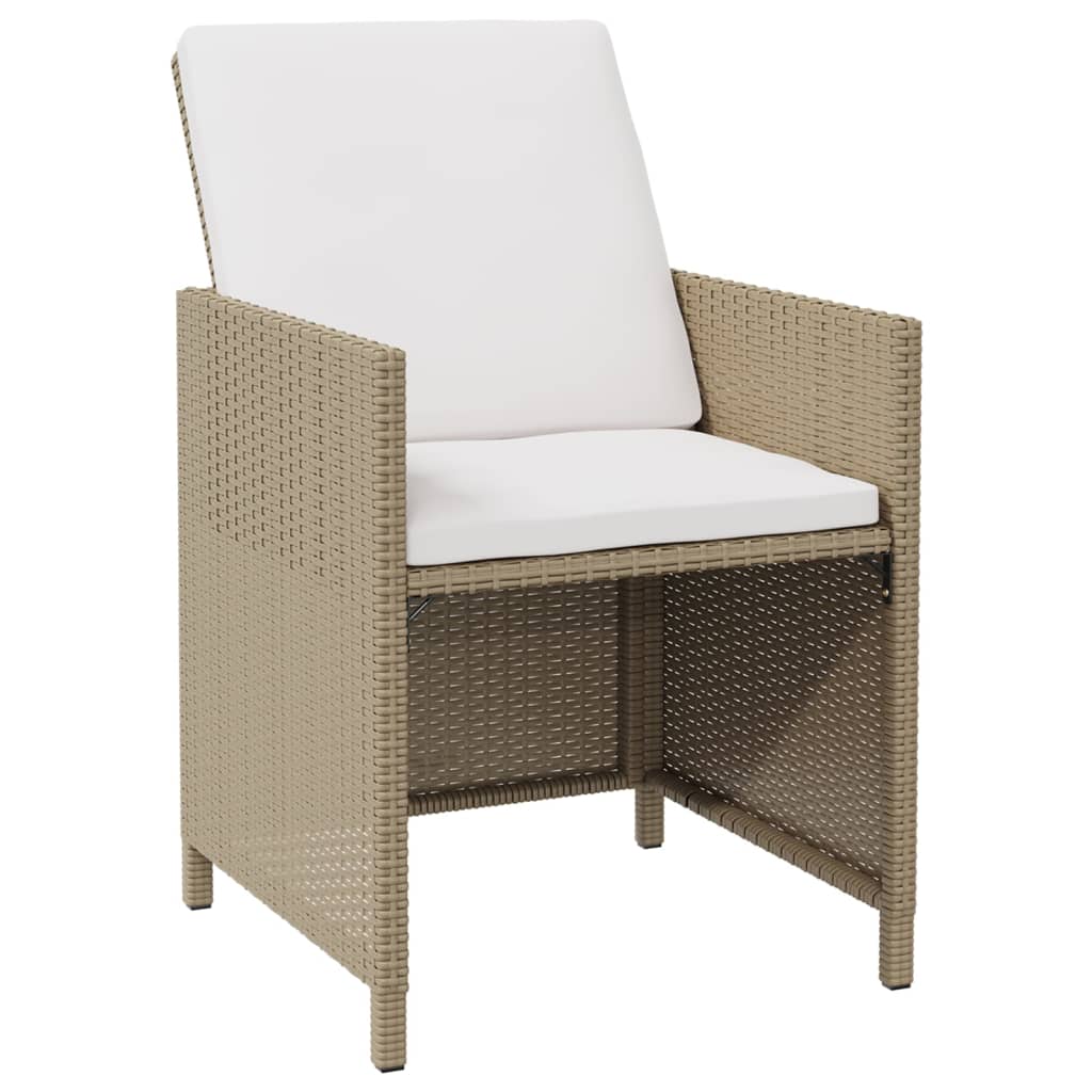 5 Piece Garden Dining Set with Cushions Poly Rattan Beige