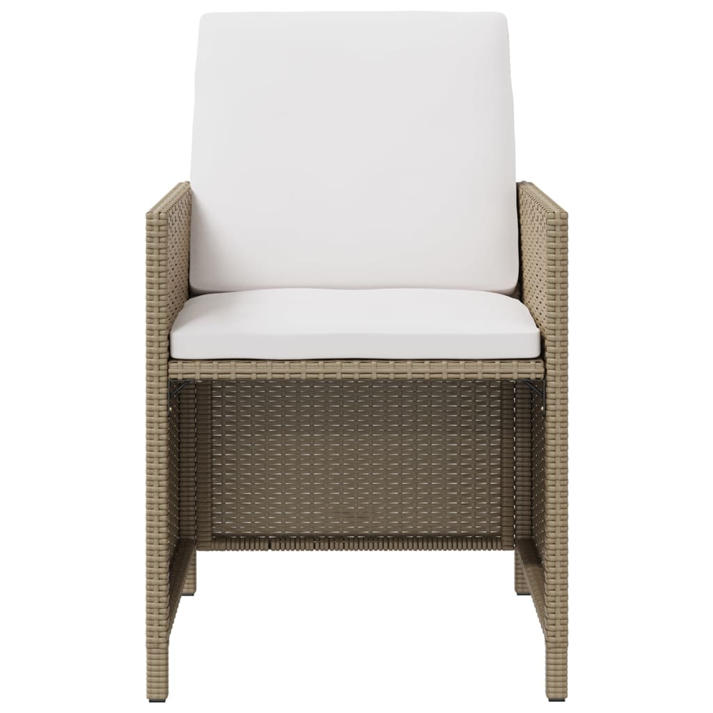 5 Piece Garden Dining Set with Cushions Poly Rattan Beige