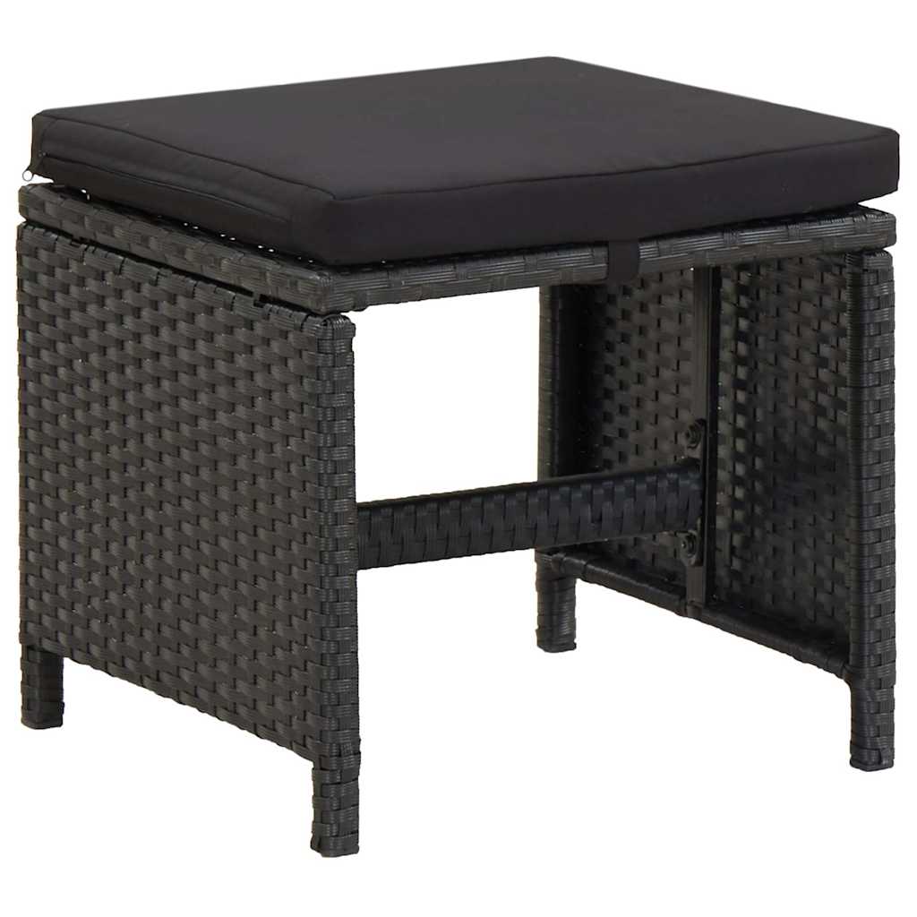 9 Piece Garden Dining Set with Cushions Poly Rattan Black