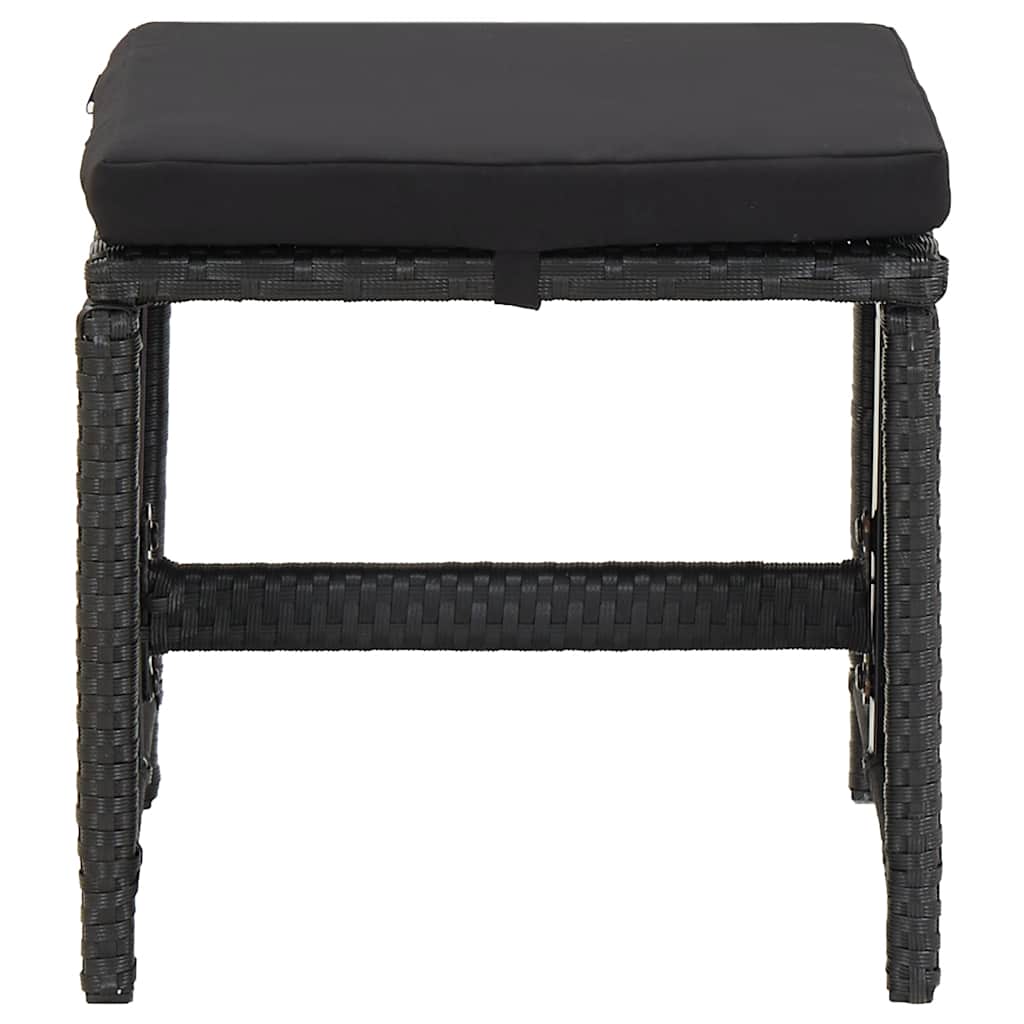 9 Piece Garden Dining Set with Cushions Poly Rattan Black