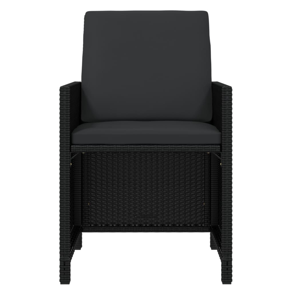 15 Piece Garden Dining Set with Cushions Poly Rattan Black
