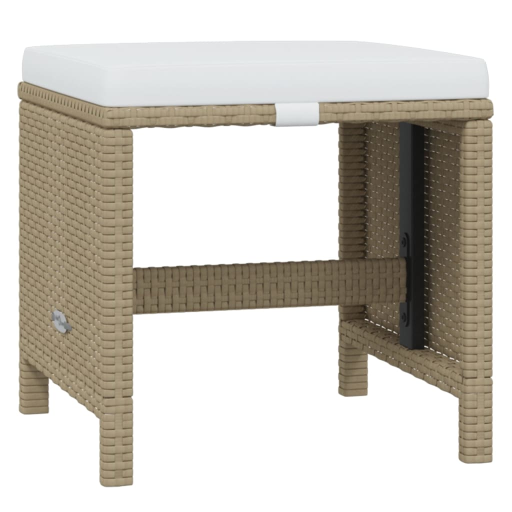 15 Piece Garden Dining Set with Cushions Poly Rattan Beige