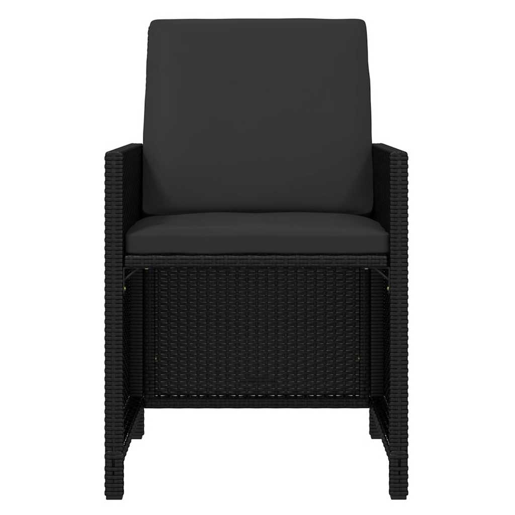 13 Piece Garden Dining Set with Cushions Poly Rattan Black