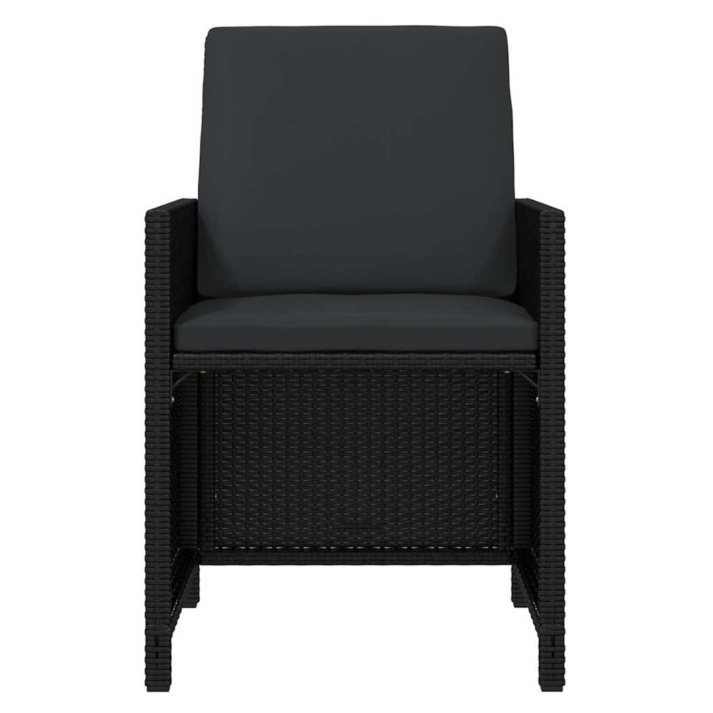 15 Piece Garden Dining Set with Cushions Poly Rattan Black