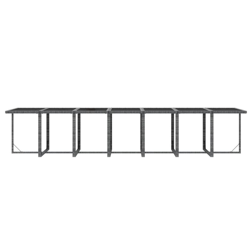 15 Piece Garden Dining Set with Cushions Poly Rattan Grey