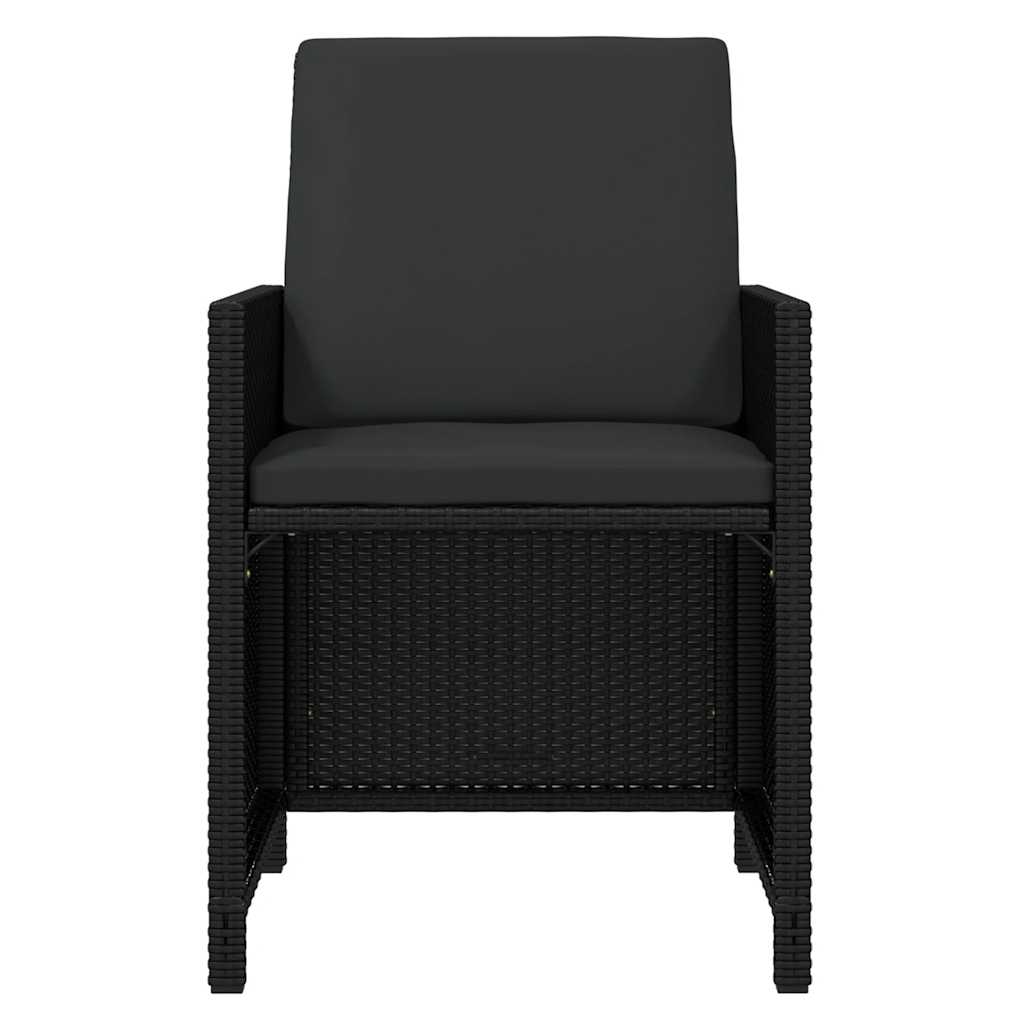 21 Piece Garden Dining Set with Cushions Black Poly Rattan