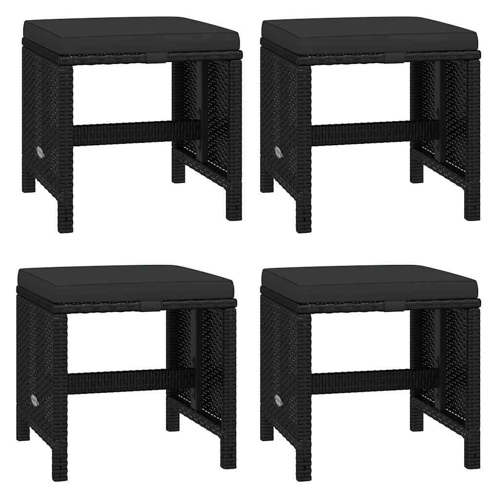 21 Piece Garden Dining Set with Cushions Black Poly Rattan