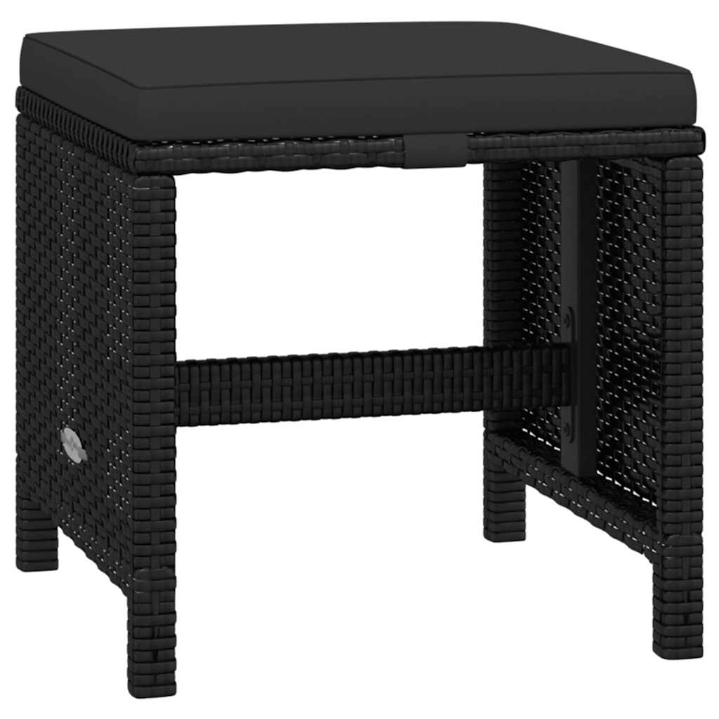 21 Piece Garden Dining Set with Cushions Black Poly Rattan