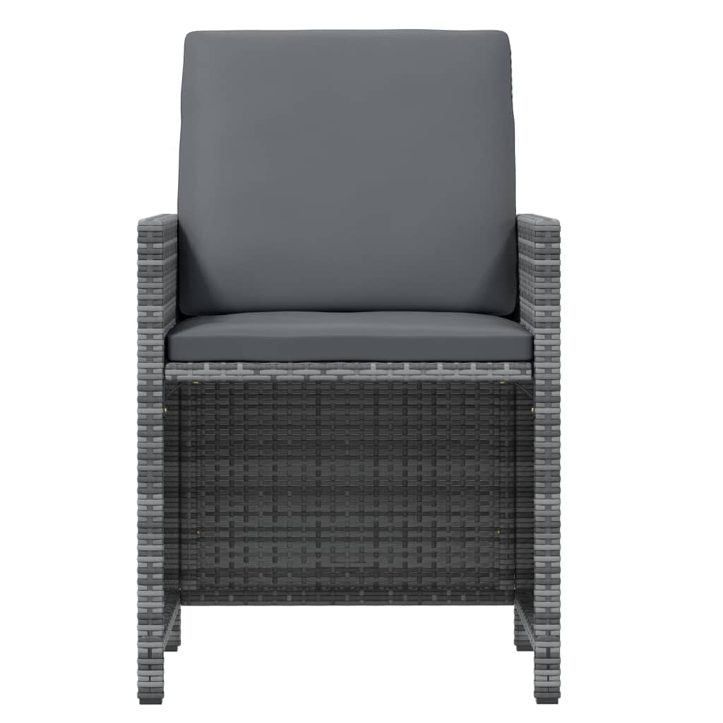 17 Piece Garden Dining Set with Cushions Grey Poly Rattan