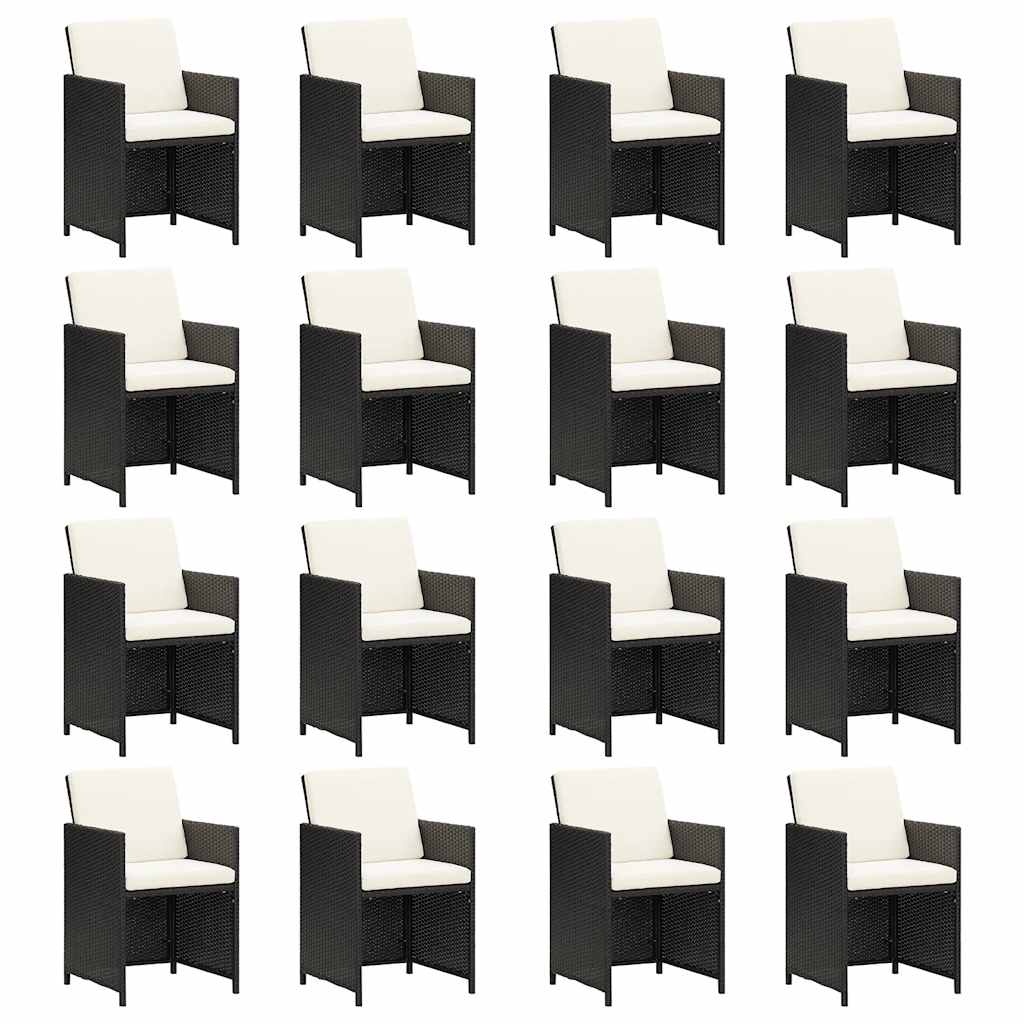 21 Piece Garden Dining Set with Cushions Black Poly Rattan