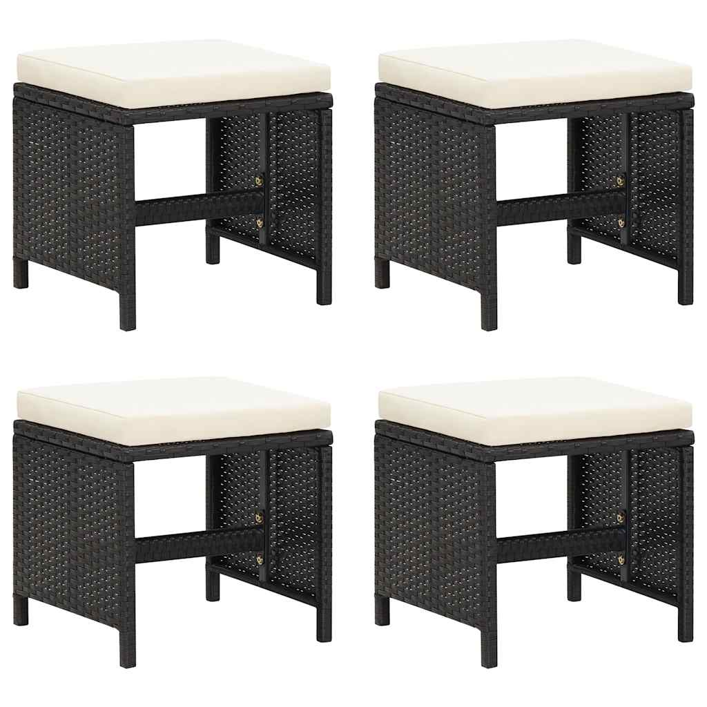 21 Piece Garden Dining Set with Cushions Black Poly Rattan