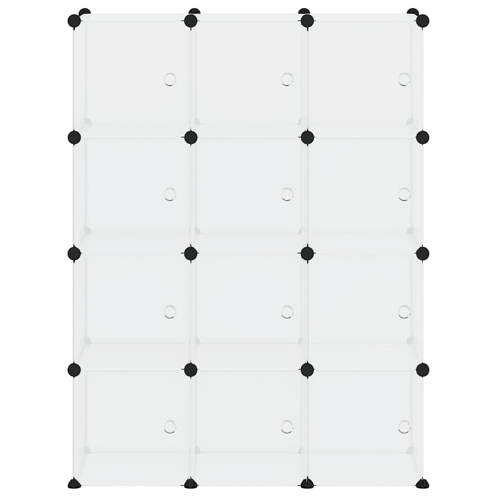 Storage Cube Organiser with 12 Cubes and Doors Transparent PP