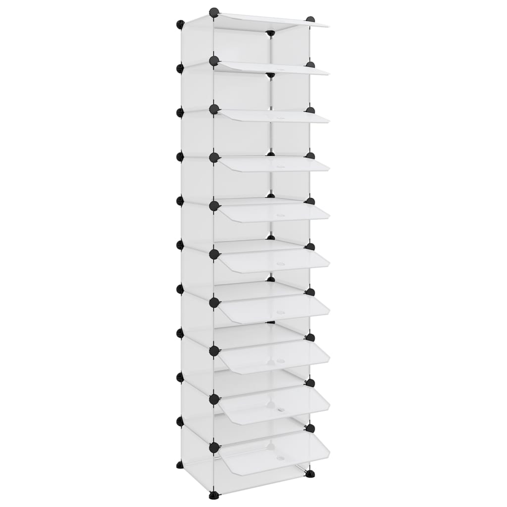 Shoe Rack Transparent 44x32x174 cm PP