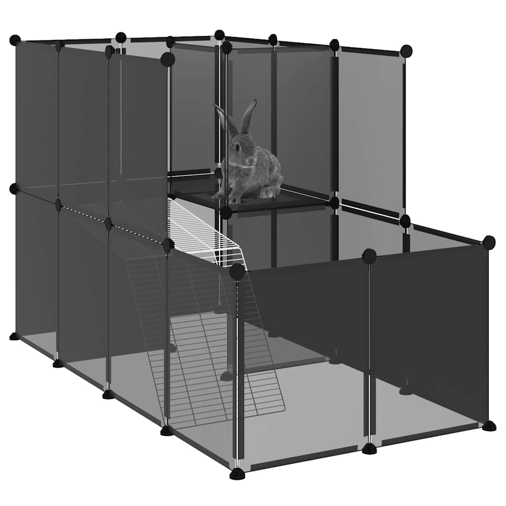 Small Animal Cage Black 142x74x93 cm PP and Steel