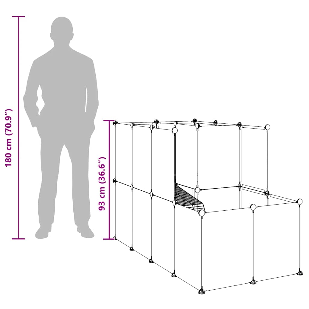 Small Animal Cage Black 142x74x93 cm PP and Steel