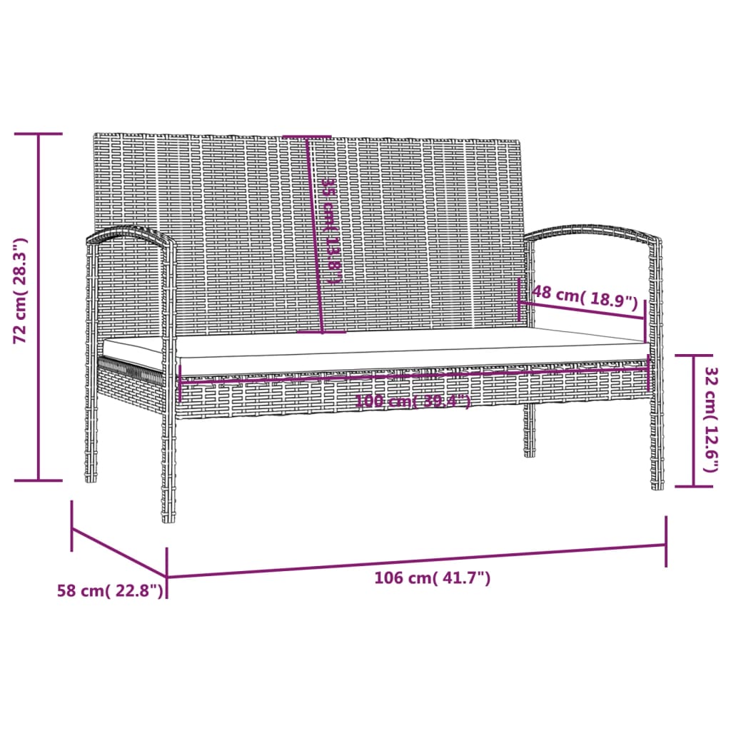 8 Piece Garden Lounge Set with Cushions Poly Rattan Black