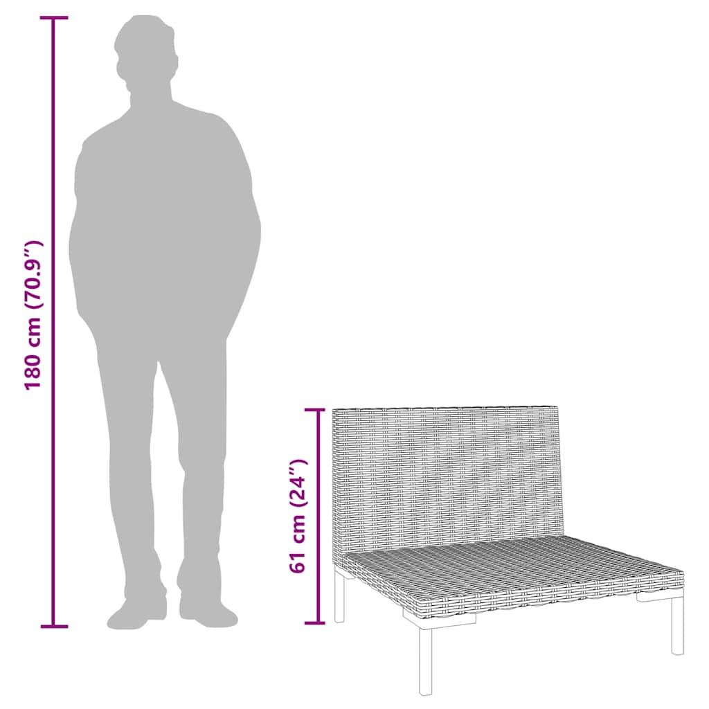 Garden Sofa with Cushions Half Round Poly Rattan