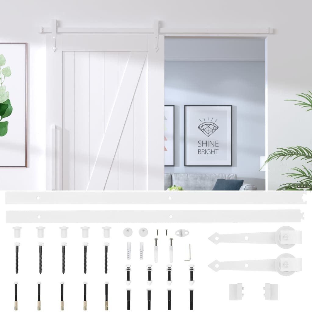 Sliding Door Hardware Kit 200 cm Steel White