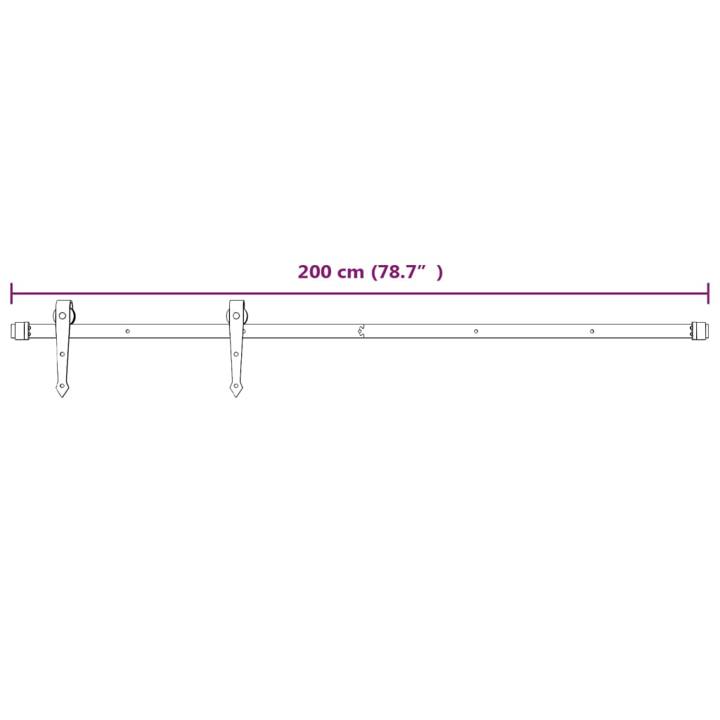 Sliding Door Hardware Kit 200 cm Steel White