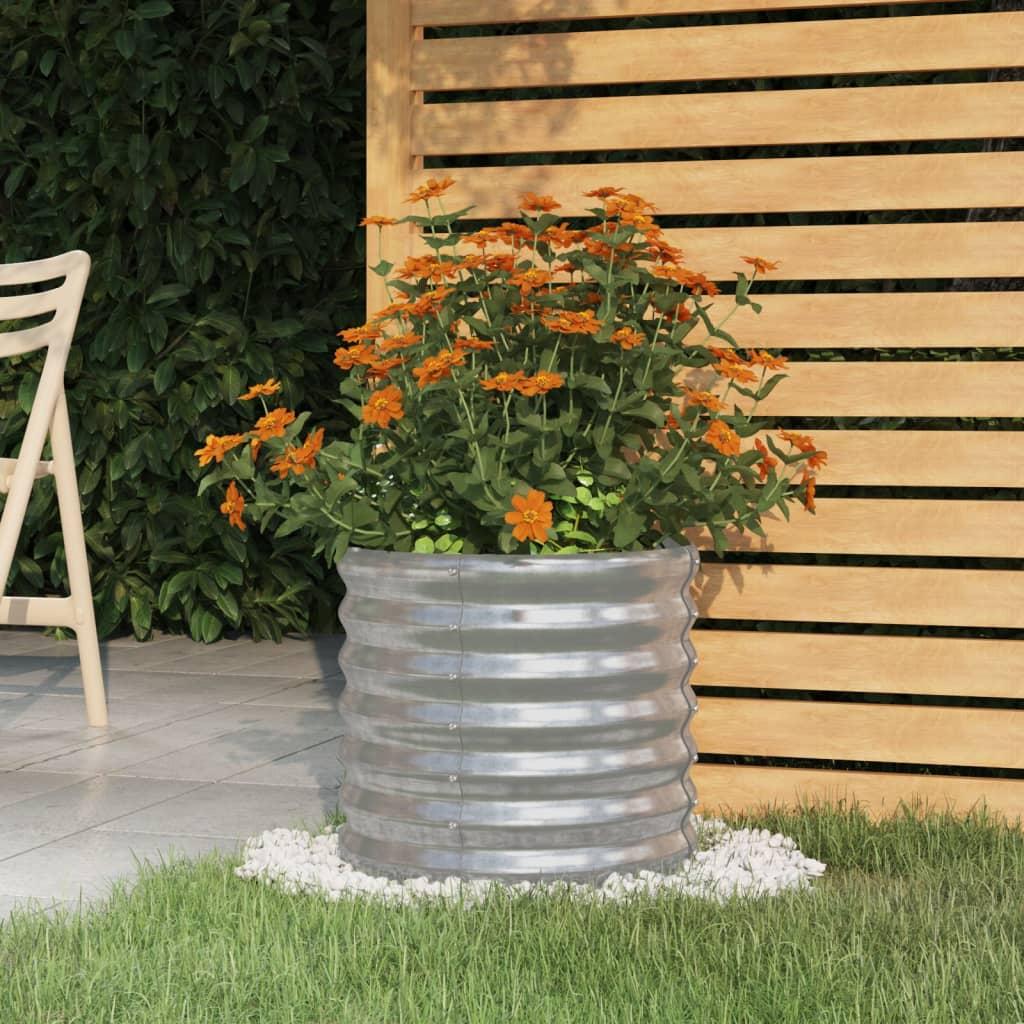 Garden Planter Powder-coated Steel 40x40x36 cm Silver