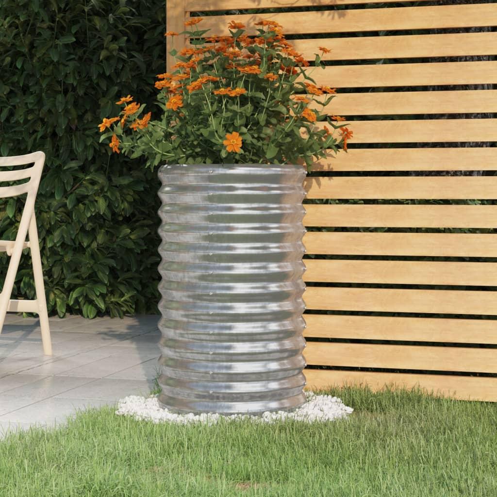 Garden Planter Galvanised Steel 40x40x68 cm Silver