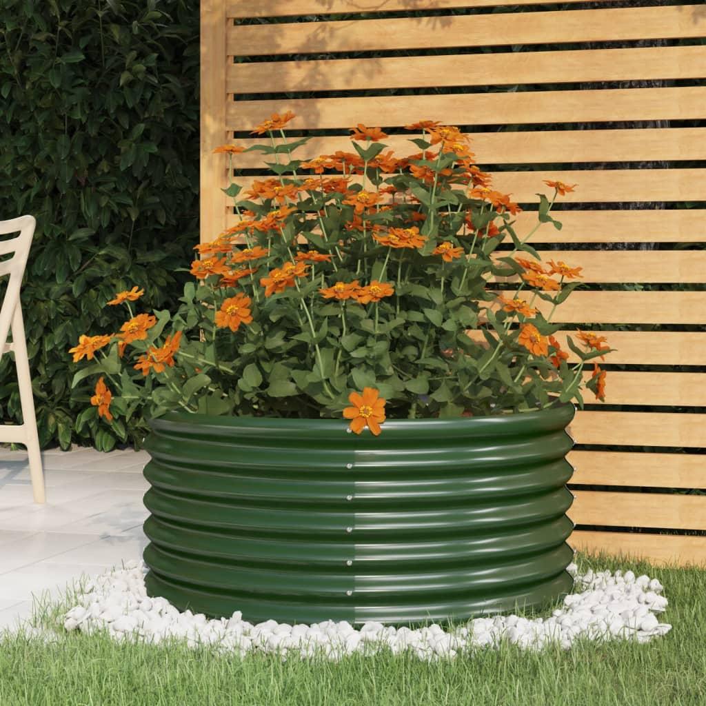 Garden Planter Galvanised Steel 80x80x36 cm Green