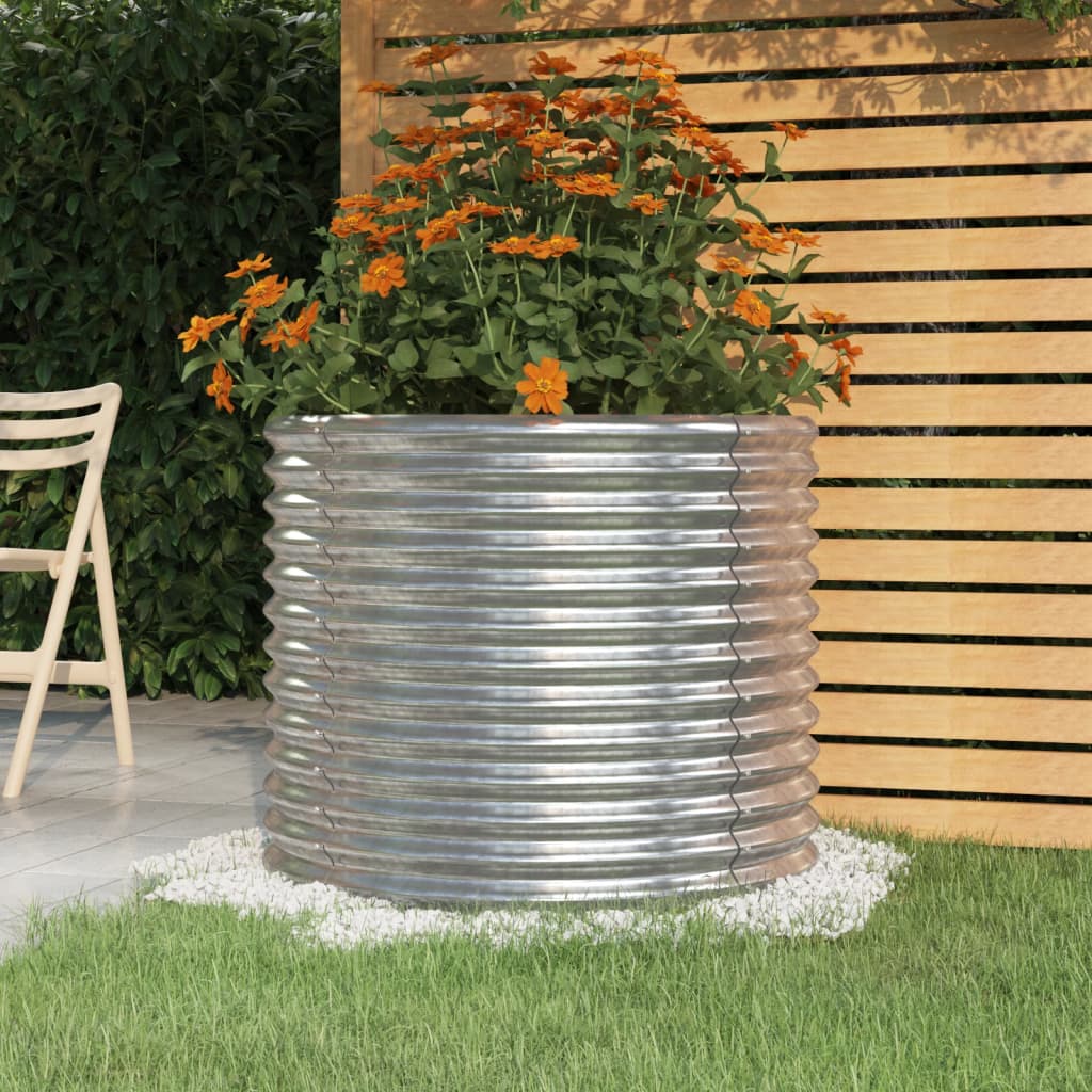 Garden Planter Powder-coated Steel 80x80x68 cm Silver