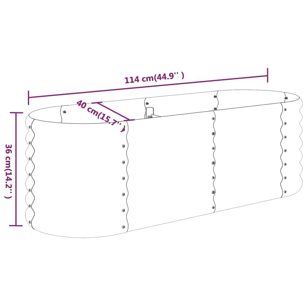 Garden Raised Bed Powder-Coated Steel 114x40x36 cm Grey