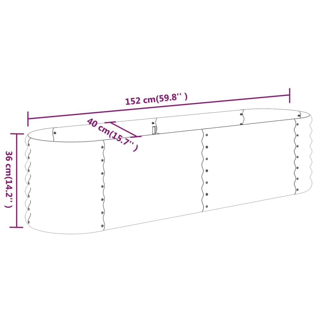 Garden Raised Bed Galvanised Steel 152x40x36 cm Green