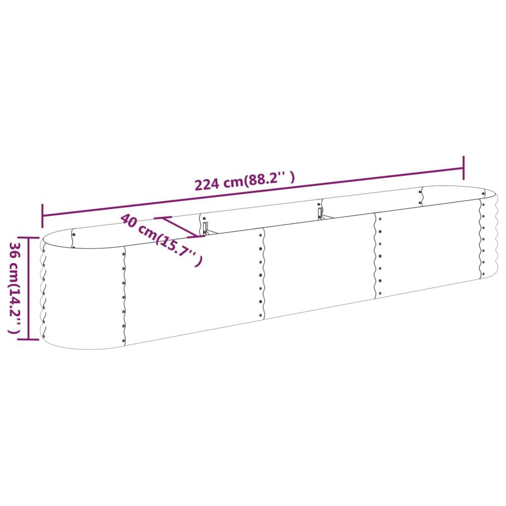 Garden Raised Bed Galvanised Steel 224x40x36 cm Anthracite