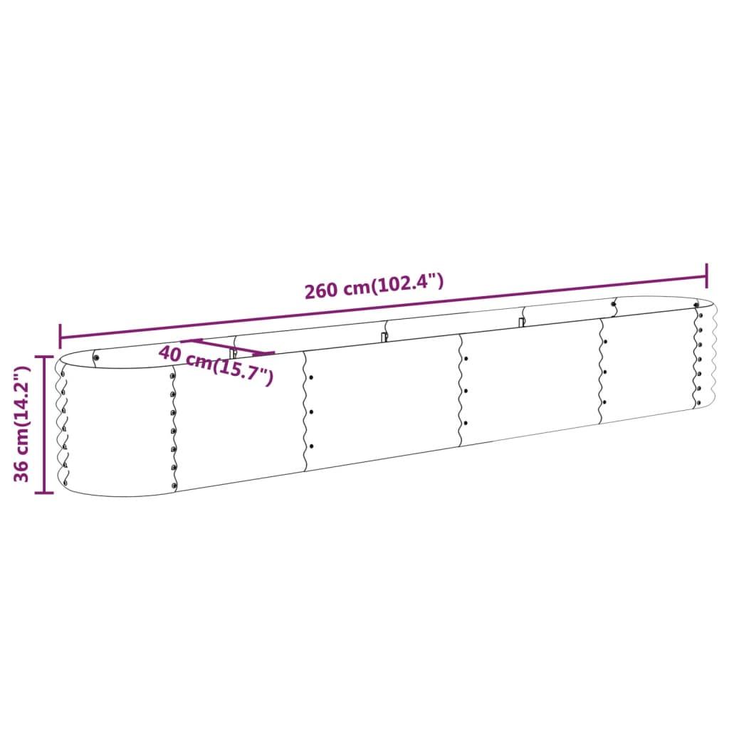 Garden Raised Bed Galvanised Steel 260x40x36 cm Grey
