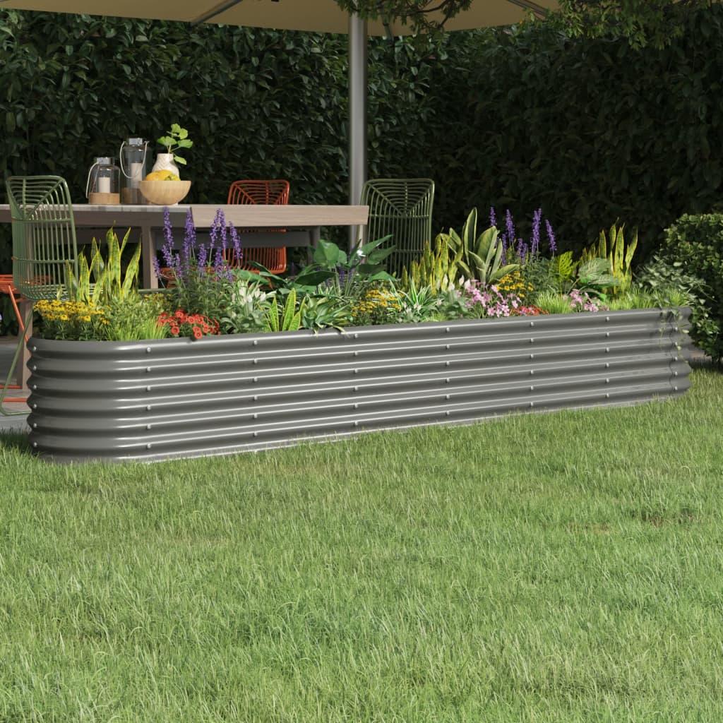 Garden Raised Bed Powder-Coated Steel 260x40x36 cm Grey